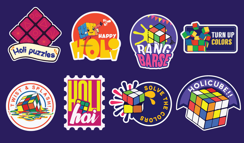 Holi Theme - Assorted Stickers